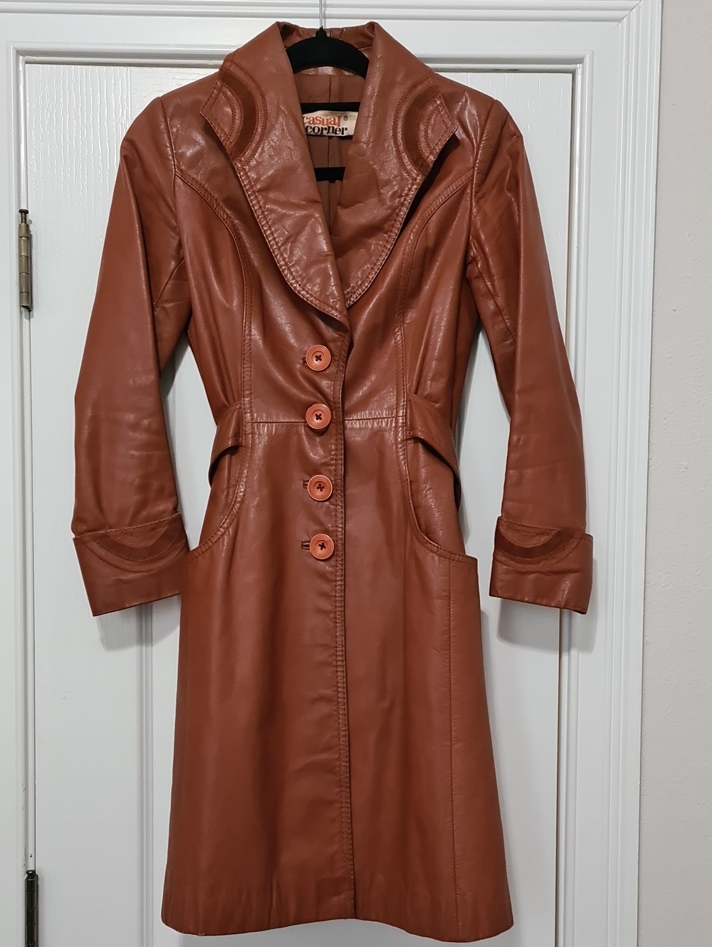 Casual Corner - Rare Vintage Cognac Leather Trench Coat